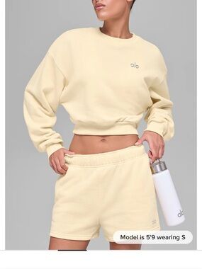 ALO Yoga Women's Cropped Sweatshirt - Pale Yellow